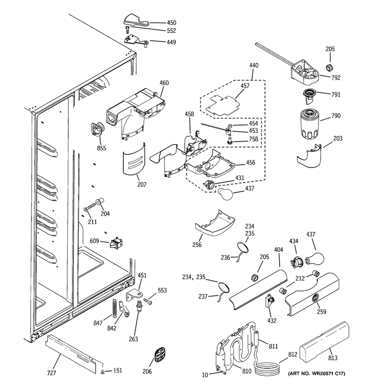 Fresh Food Section Diagram and Parts List for GSE25GGHBCWW  General Electric Refrigerator