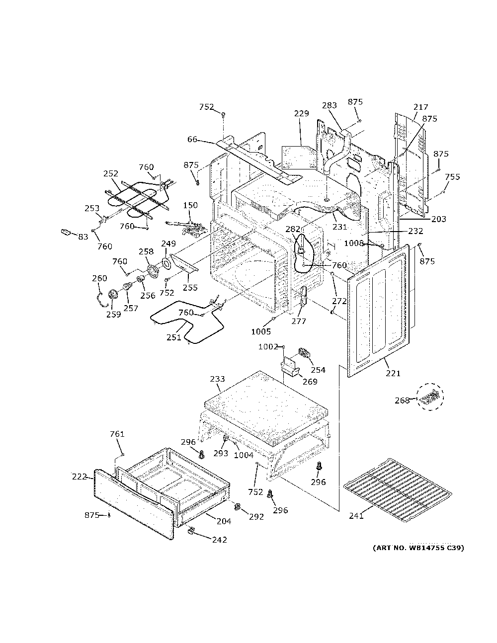 Body parts Diagram and Parts List for JB645DK6BB  General Electric Range