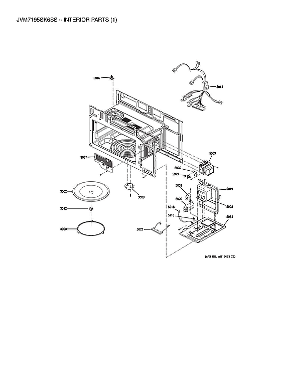 Interior Parts Diagram and Parts List for JVM7195SK6SS  General Electric Microwave