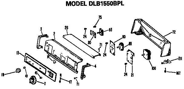 Backsplash For Dlb1550bpl Only Diagram and Parts List for DLB2450BPL  Hotpoint Dryer