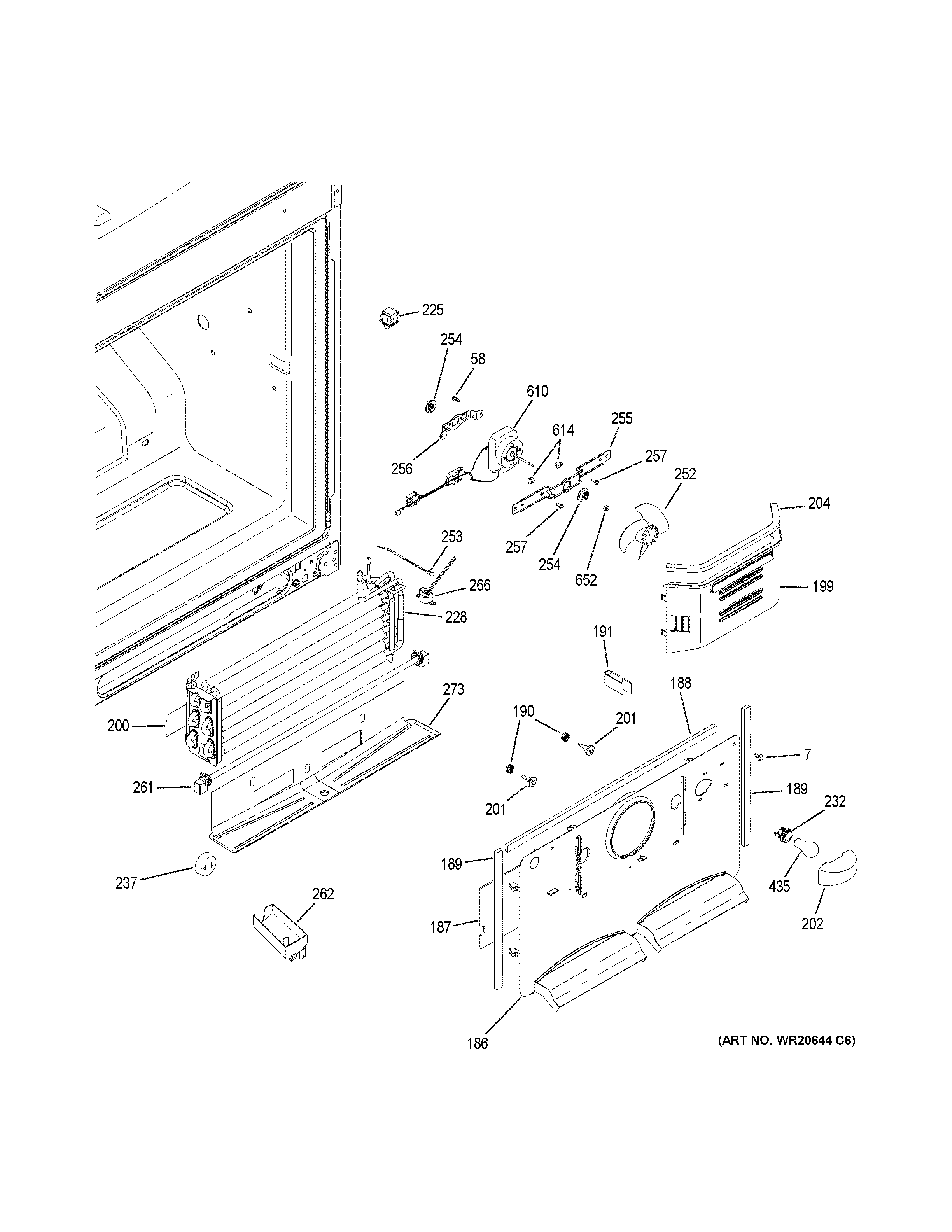 Freezer Section Diagram and Parts List for GBS20EGHBRBB  General Electric Refrigerator