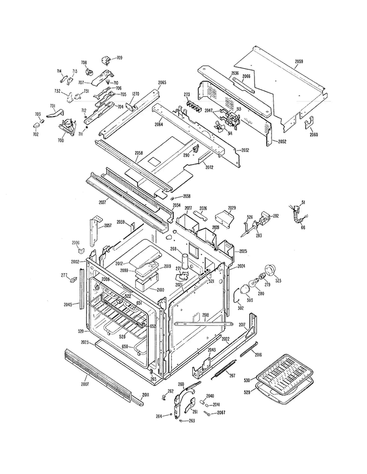 Lower Oven Diagram and Parts List for JKP62GK3  General Electric Microwave Oven Combo