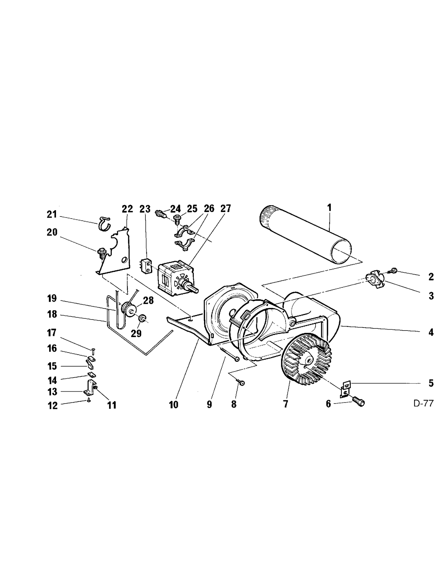 BLOWER & DRIVE Diagram and Parts List for VD9100M*429  General Electric Dryer