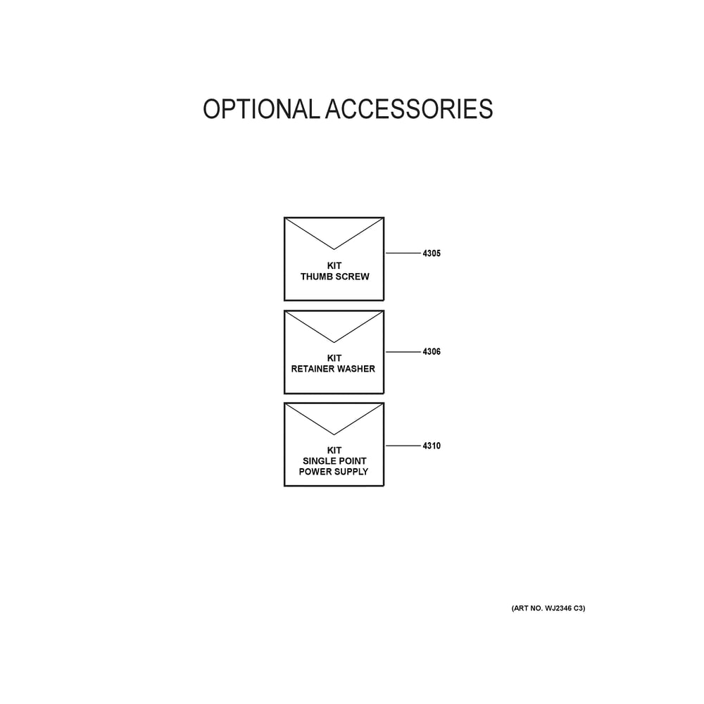 Optional Accessories Diagram and Parts List for NAM30E1TA451  General Electric Air Conditioner