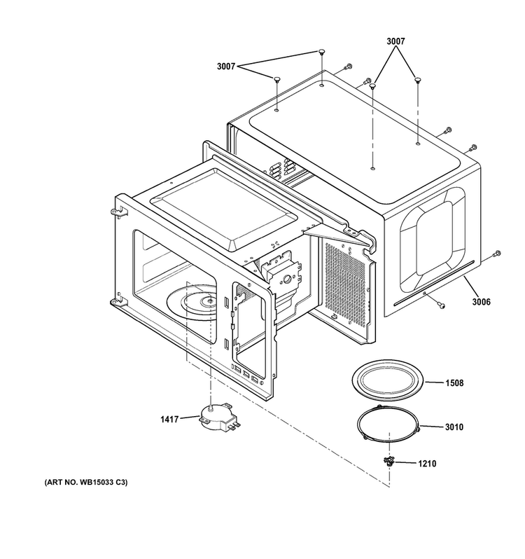 Oven Cavity Parts Diagram and Parts List for JEM3072DH1BB  General Electric Microwave