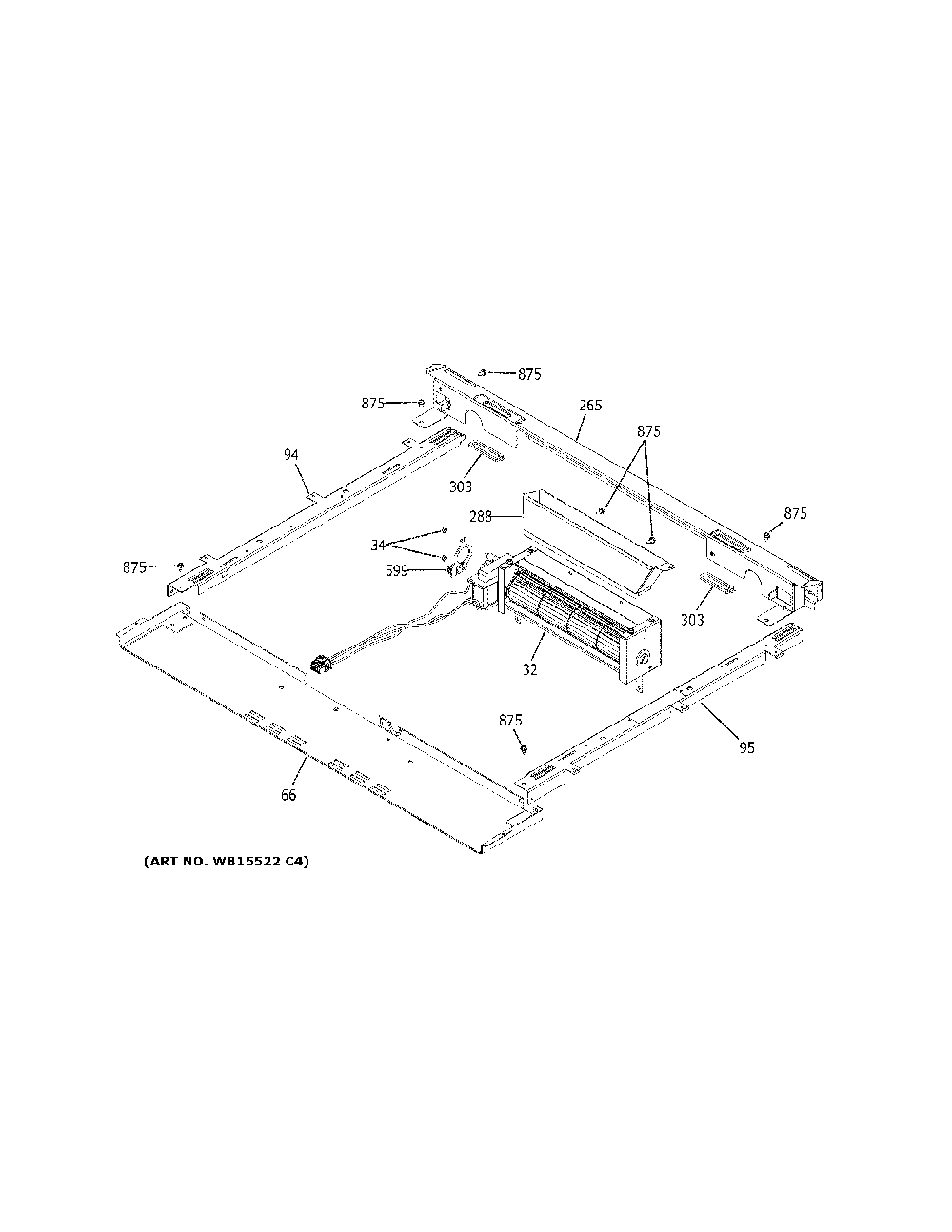 Cooling Fan Diagram and Parts List for CES750M2N3S5  General Electric Range