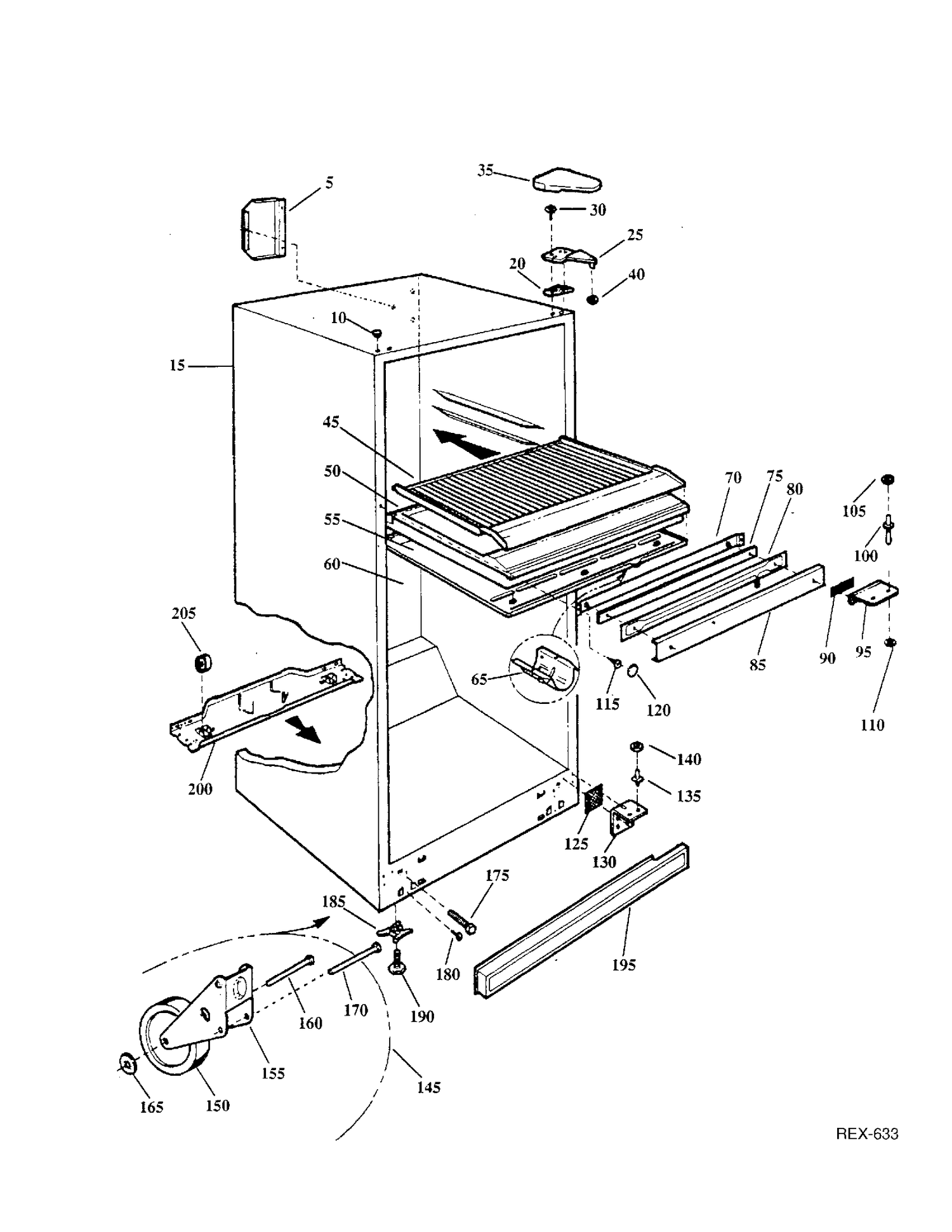 CABINET GROUP Diagram and Parts List for 33110-3  General Electric Refrigerator