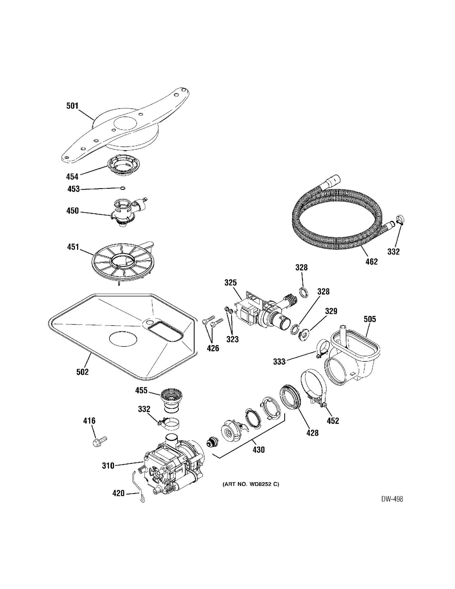 MOTOR Diagram and Parts List for 4070610  General Electric Dishwasher