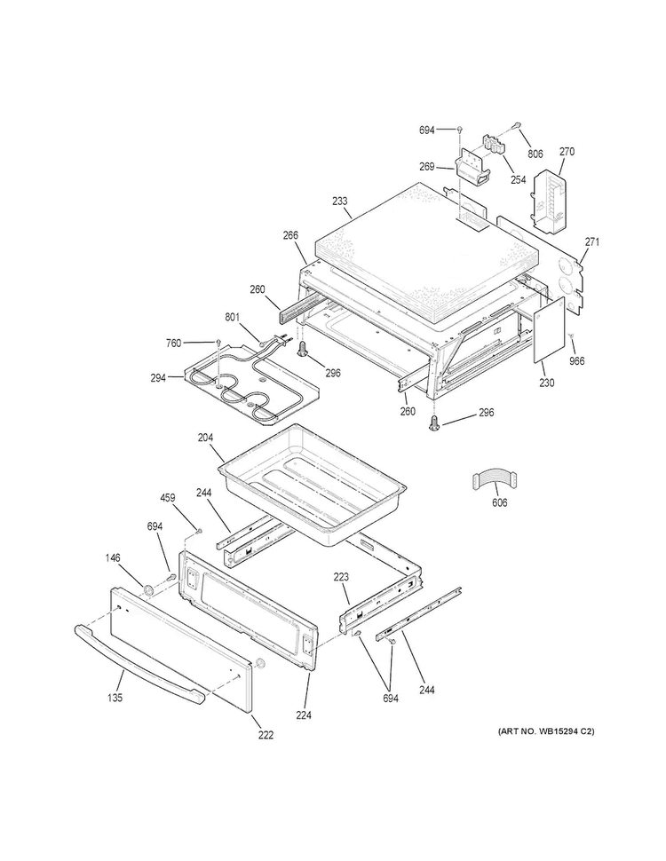 Warming Drawer Diagram and Parts List for PS920SF3SS  General Electric Range