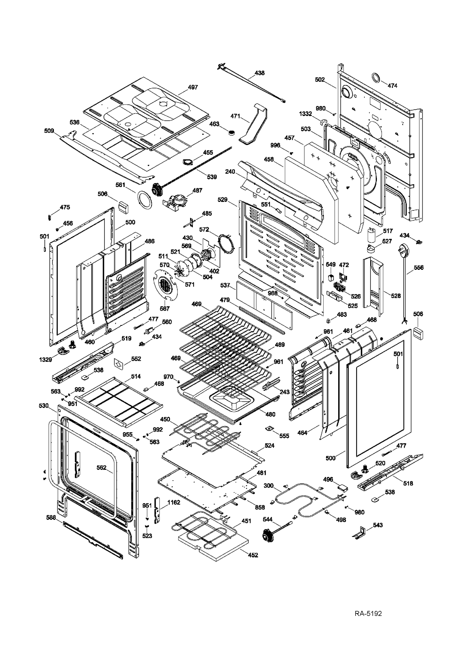 BODY PARTS Diagram and Parts List for PCB909SR3SS  General Electric Range