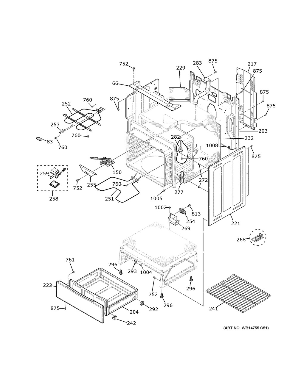 Body Parts Diagram and Parts List for XB625DK8WW  General Electric Range