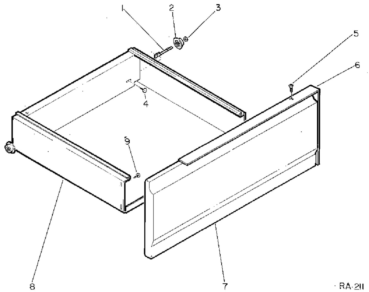 DRAWER GROUP Diagram and Parts List for J34AL-3  General Electric Range