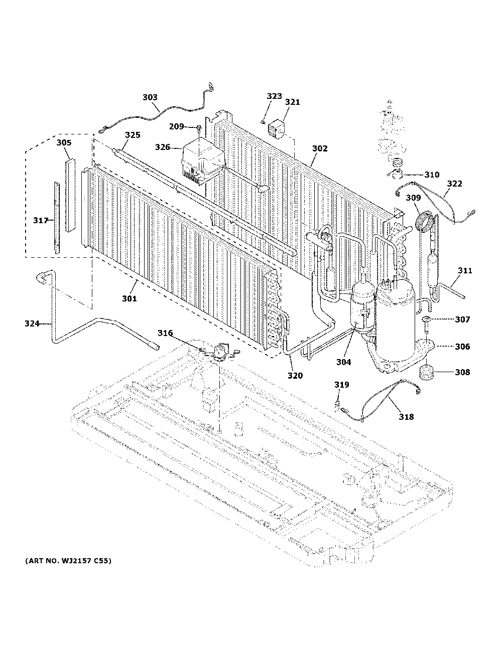 Sealed system Diagram and Parts List for AZ65H15DADW6  General Electric Air Conditioner