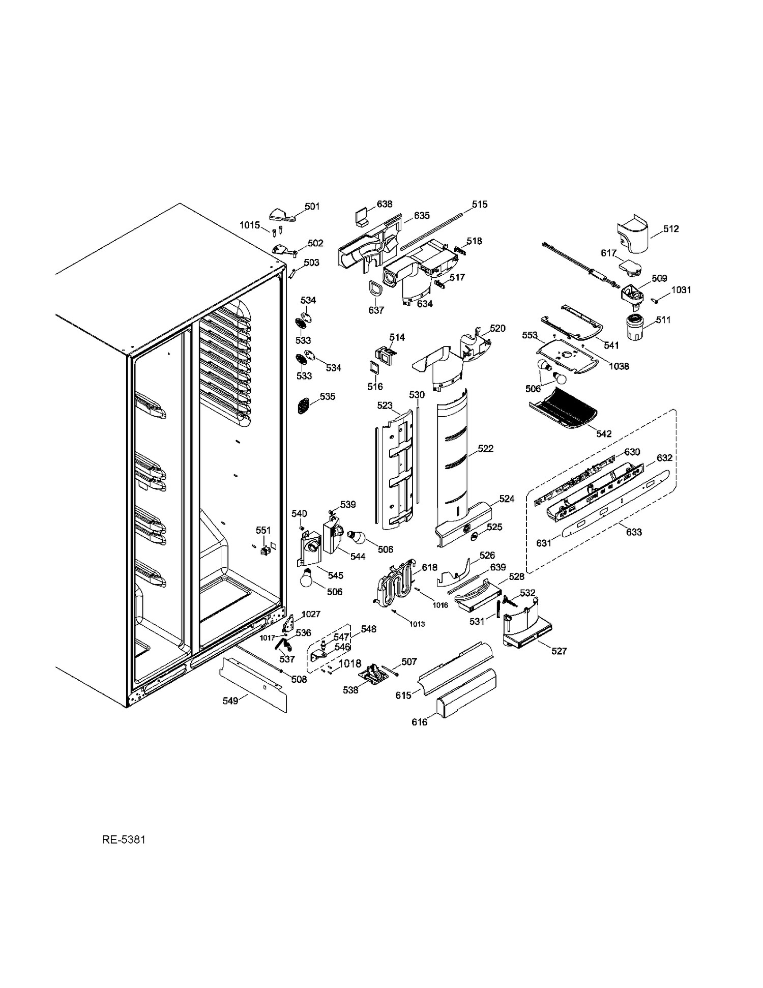 FF FUNCTIONAL PARTS Diagram and Parts List for PSC23MSTDSS  General Electric Refrigerator