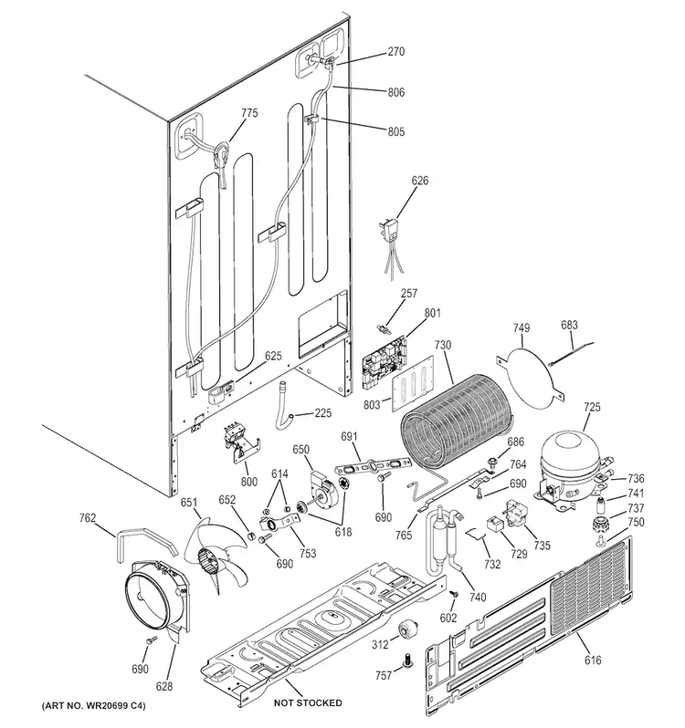 Machine Compartment Diagram and Parts List for GSS23HSHBCSS  General Electric Refrigerator