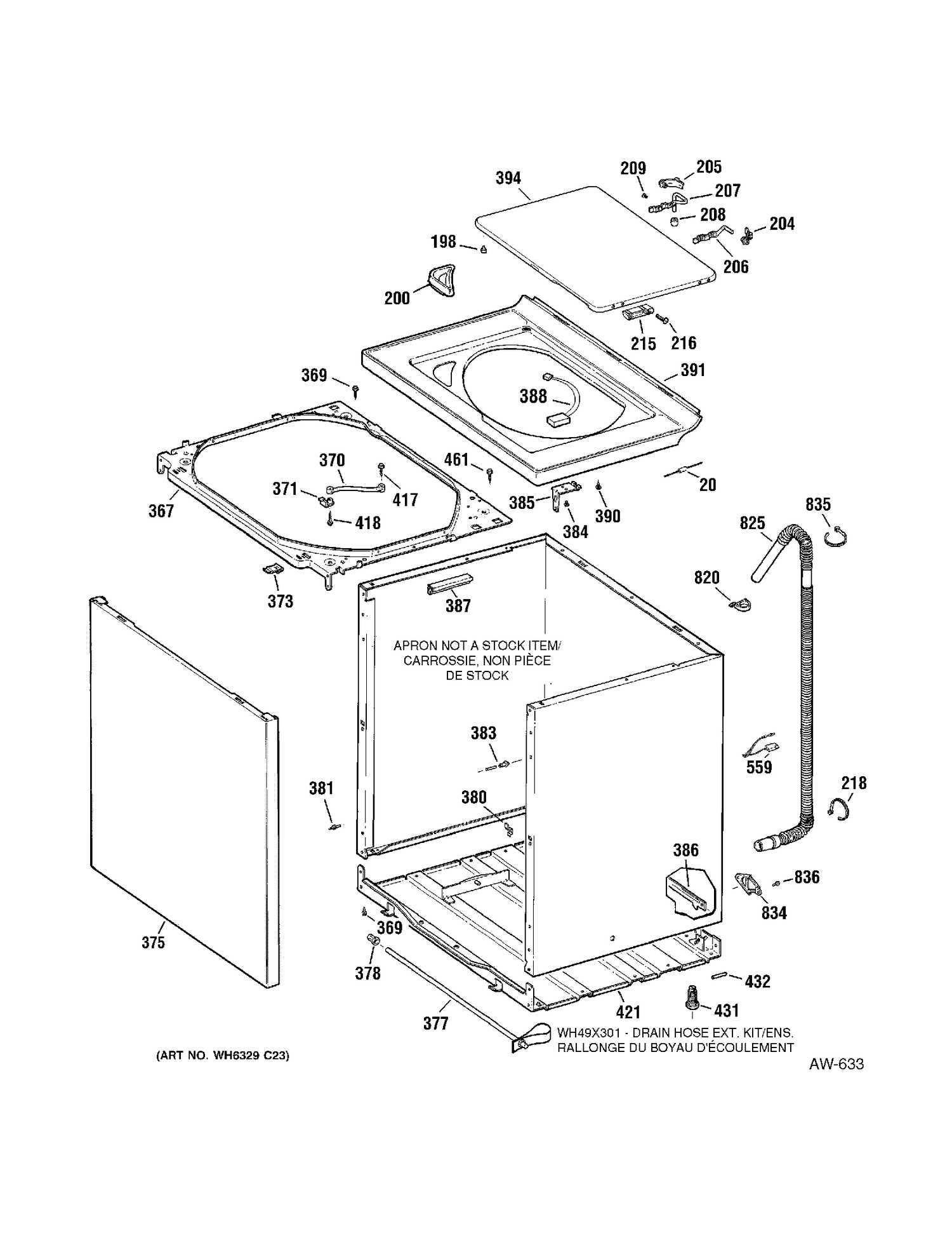 CABINET Diagram and Parts List for 57751H0WW  General Electric Washer