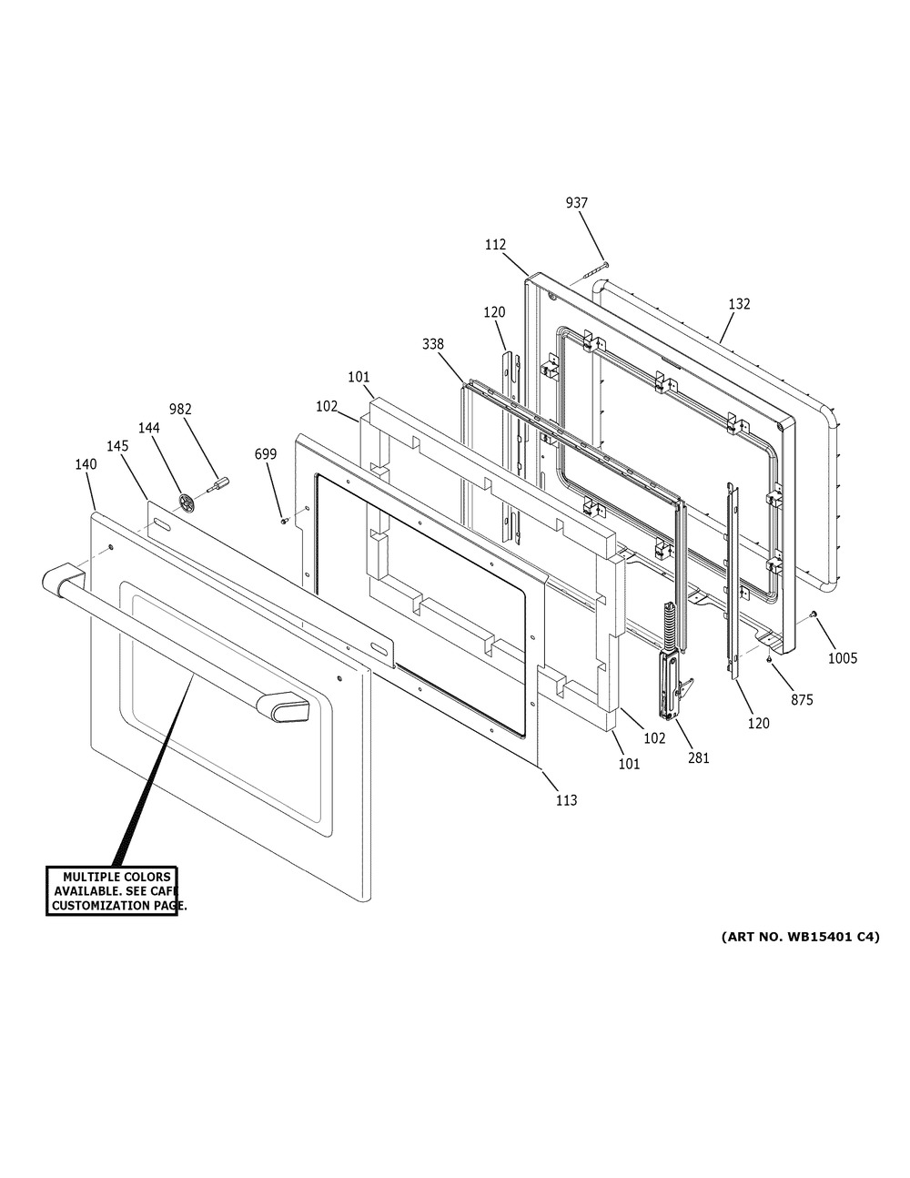 Oven Door Diagram and Parts List for CTC912P2N1S1  General Electric Microwave