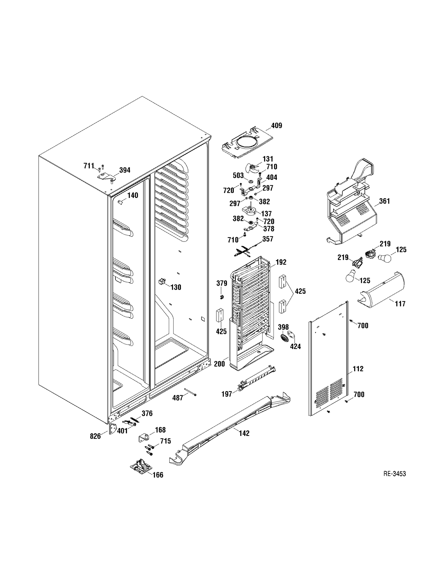 FZ SECTION Diagram and Parts List for DSRF5KGXAEWW  General Electric Refrigerator