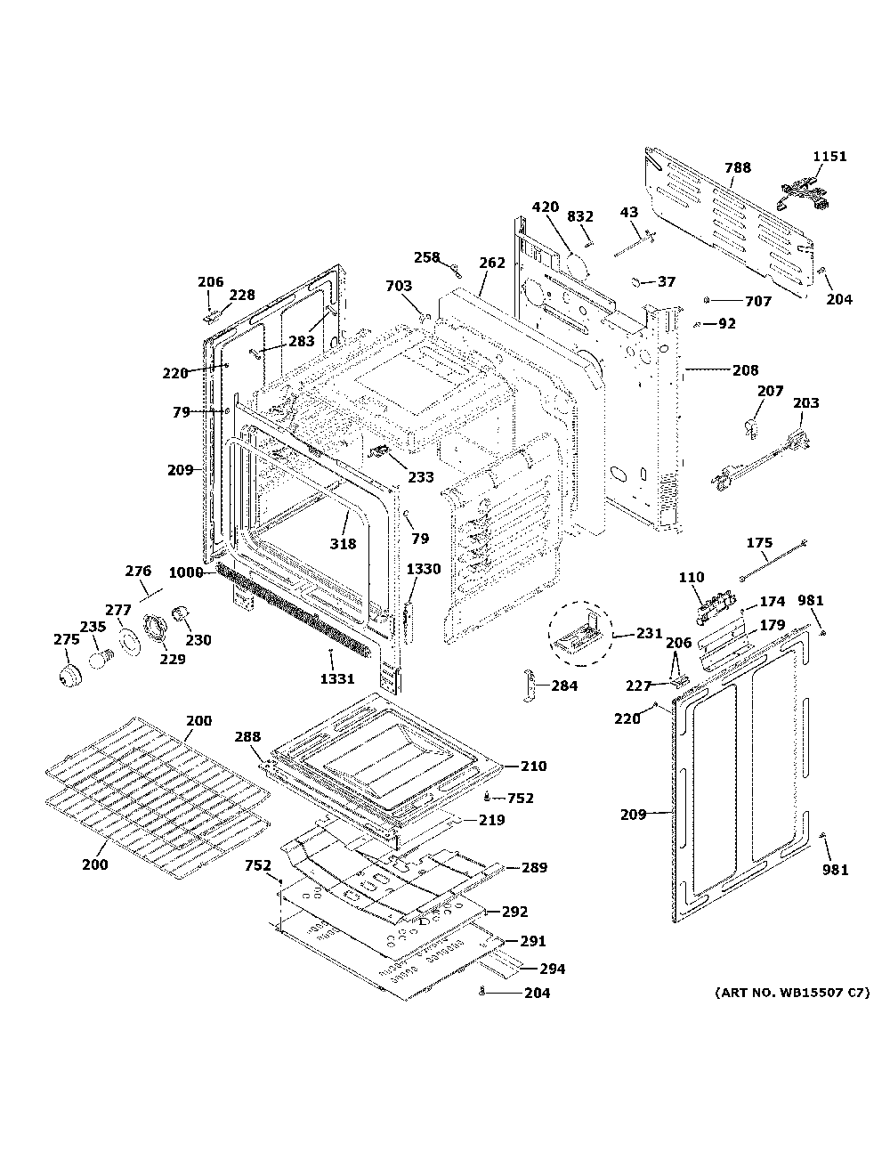 Body parts Diagram and Parts List for JGSS66SEL3SS  General Electric Range