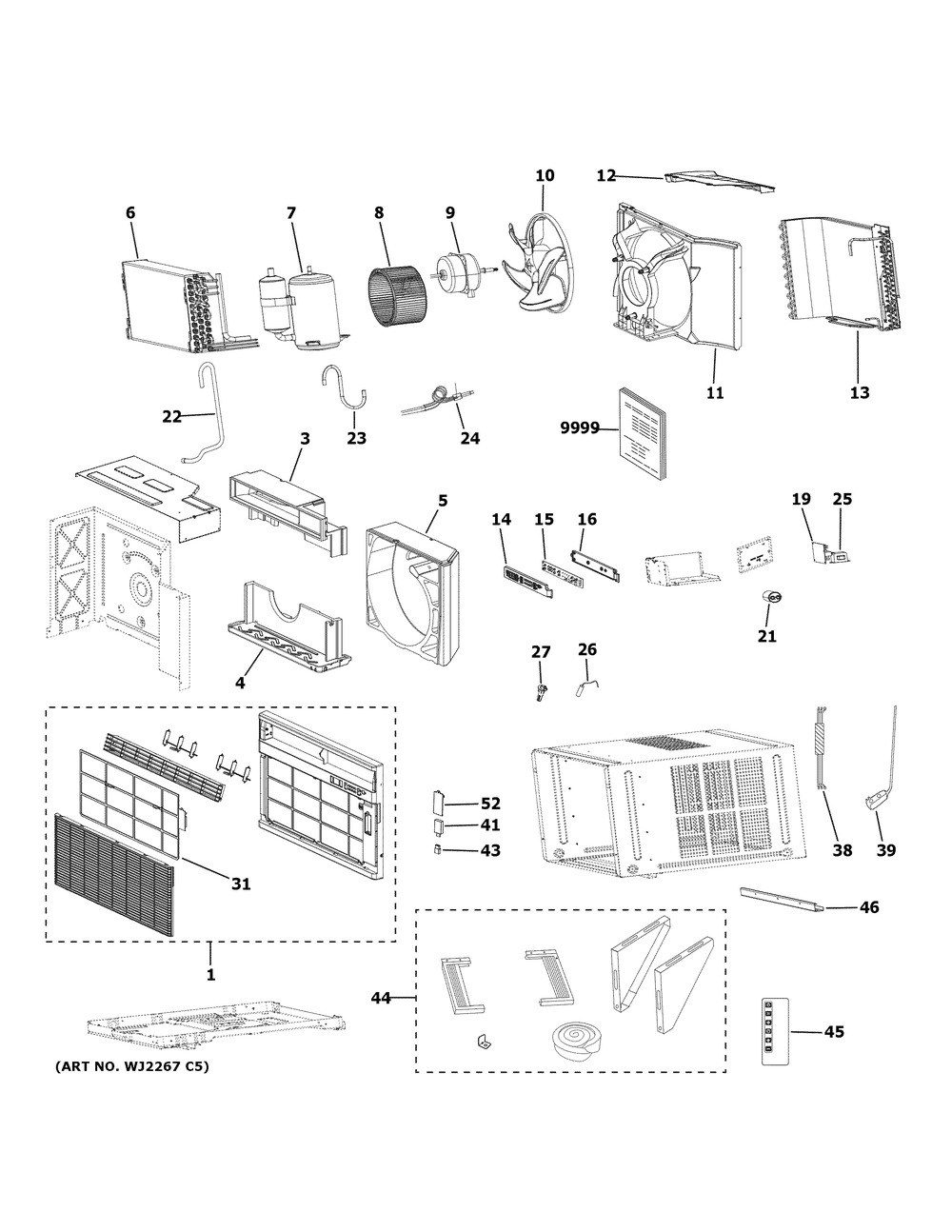 Room Air Conditioner Diagram and Parts List for AHEK18ACH1  General Electric Air Conditioner