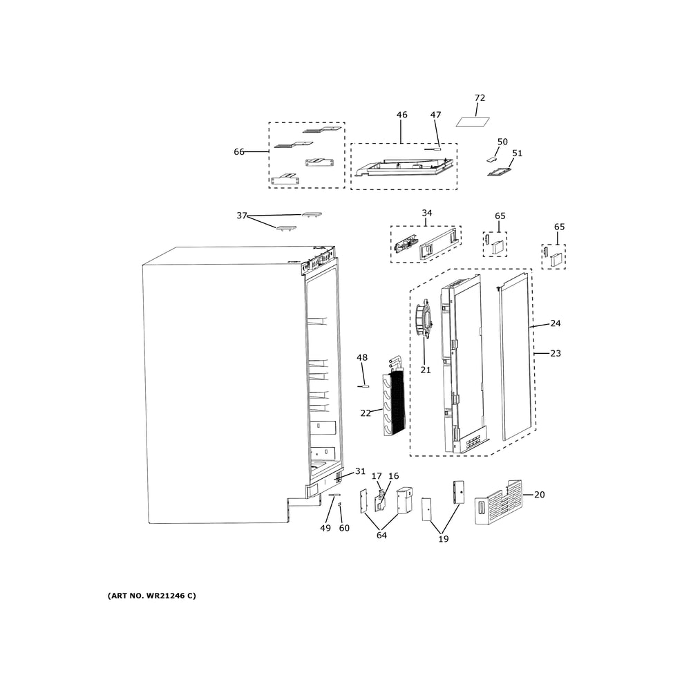 Cabinet Diagram and Parts List for CCP06BP4PEW2  General Electric Wine and Beverage Cooler