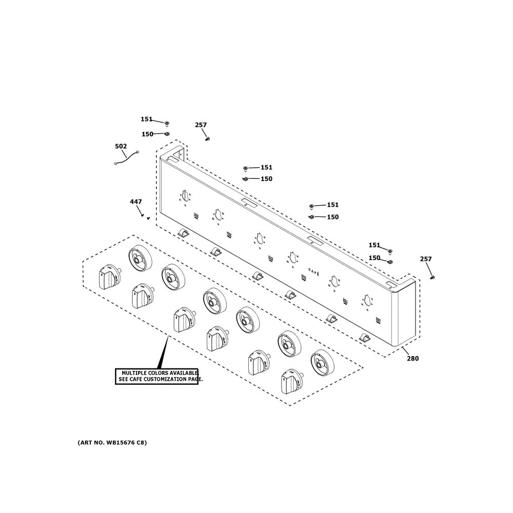 Control Panel Diagram and Parts List for CGU366P3T2D1  General Electric Cooktop