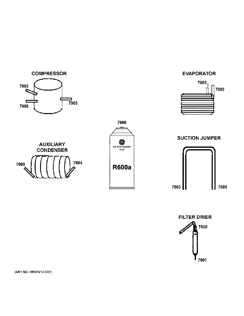 Lokring Connectors Diagram and Parts List for GTE18MTRBRWW  General Electric Refrigerator