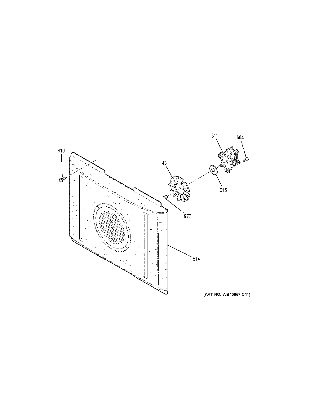 Convection fan Diagram and Parts List for JB860SJASS  General Electric Range