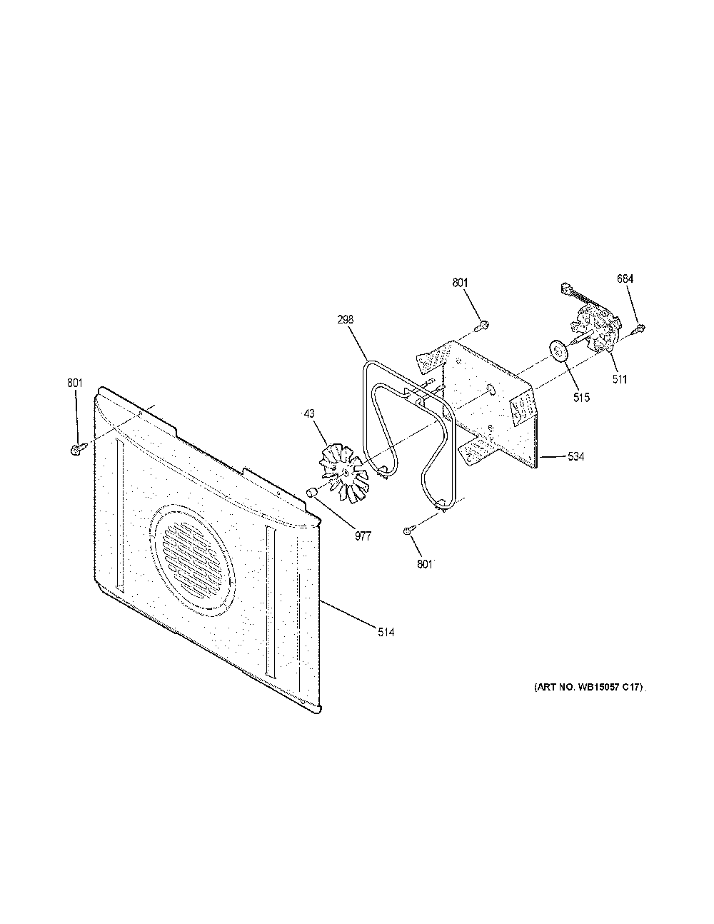 Convection fan Diagram and Parts List for JB750SJ7SS  General Electric Range