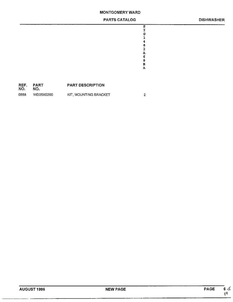Dishwasher Page 6 Diagram and Parts List for SIG1482A68BA  General Electric Dishwasher