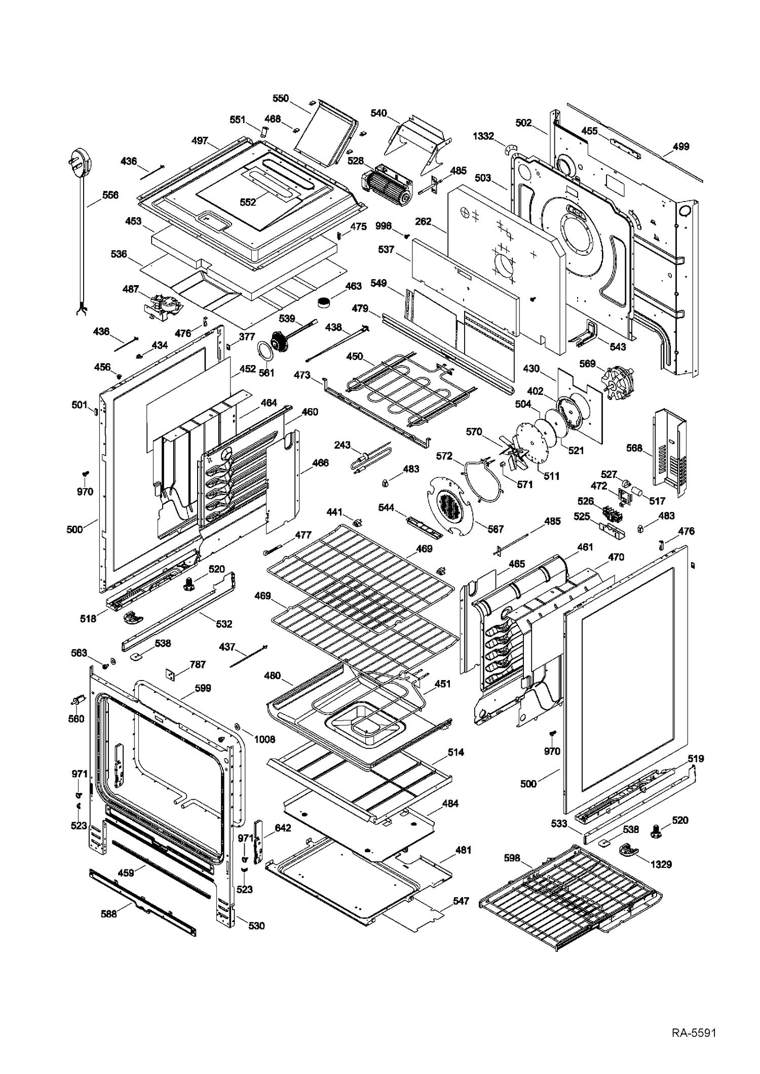 BODY PARTS Diagram and Parts List for PC2S910SEF1SS  General Electric Range