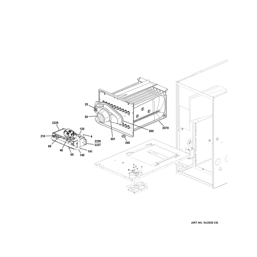 Cabinet (2) Diagram and Parts List for NF80U070S3B57  General Electric Furnace