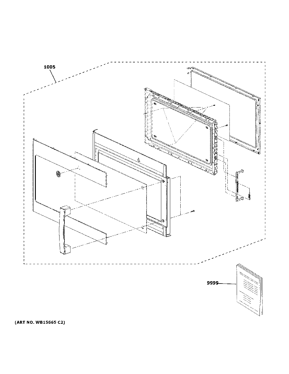 Door Parts Diagram and Parts List for JNM3184RP8SS  General Electric Microwave