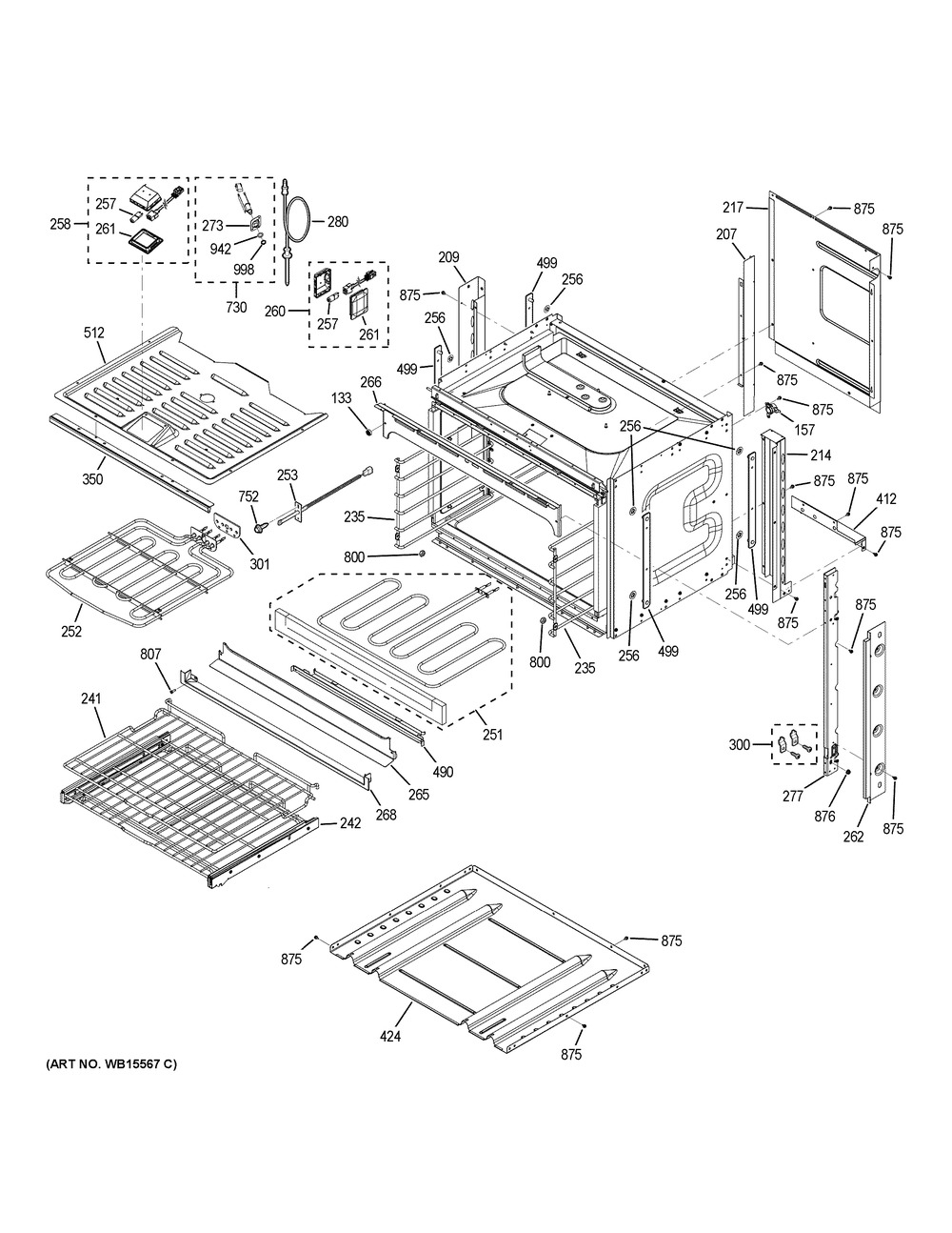 Body Parts Diagram and Parts List for PT7050DF9WW  General Electric Wall Oven