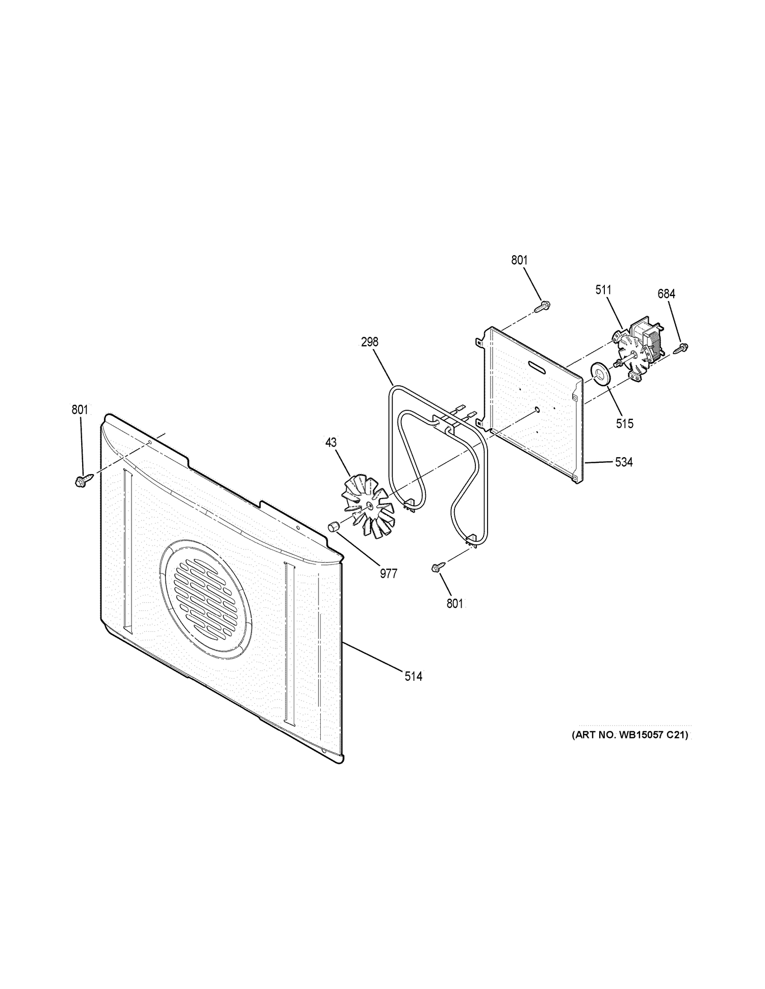 CONVECTION FAN Diagram and Parts List for JB750FJ5DS  General Electric Range