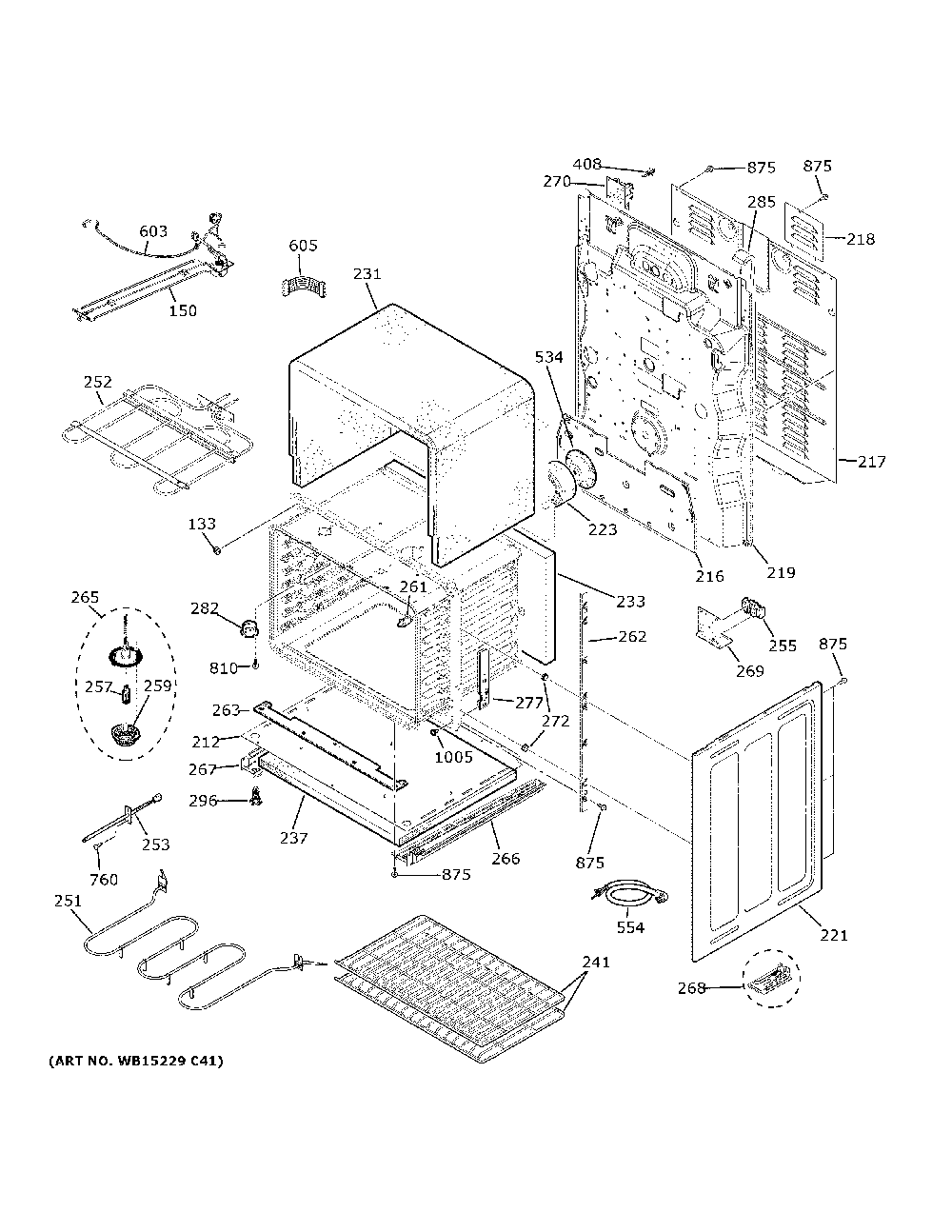 Lower oven Diagram and Parts List for JCB865SJ9SS  General Electric Range
