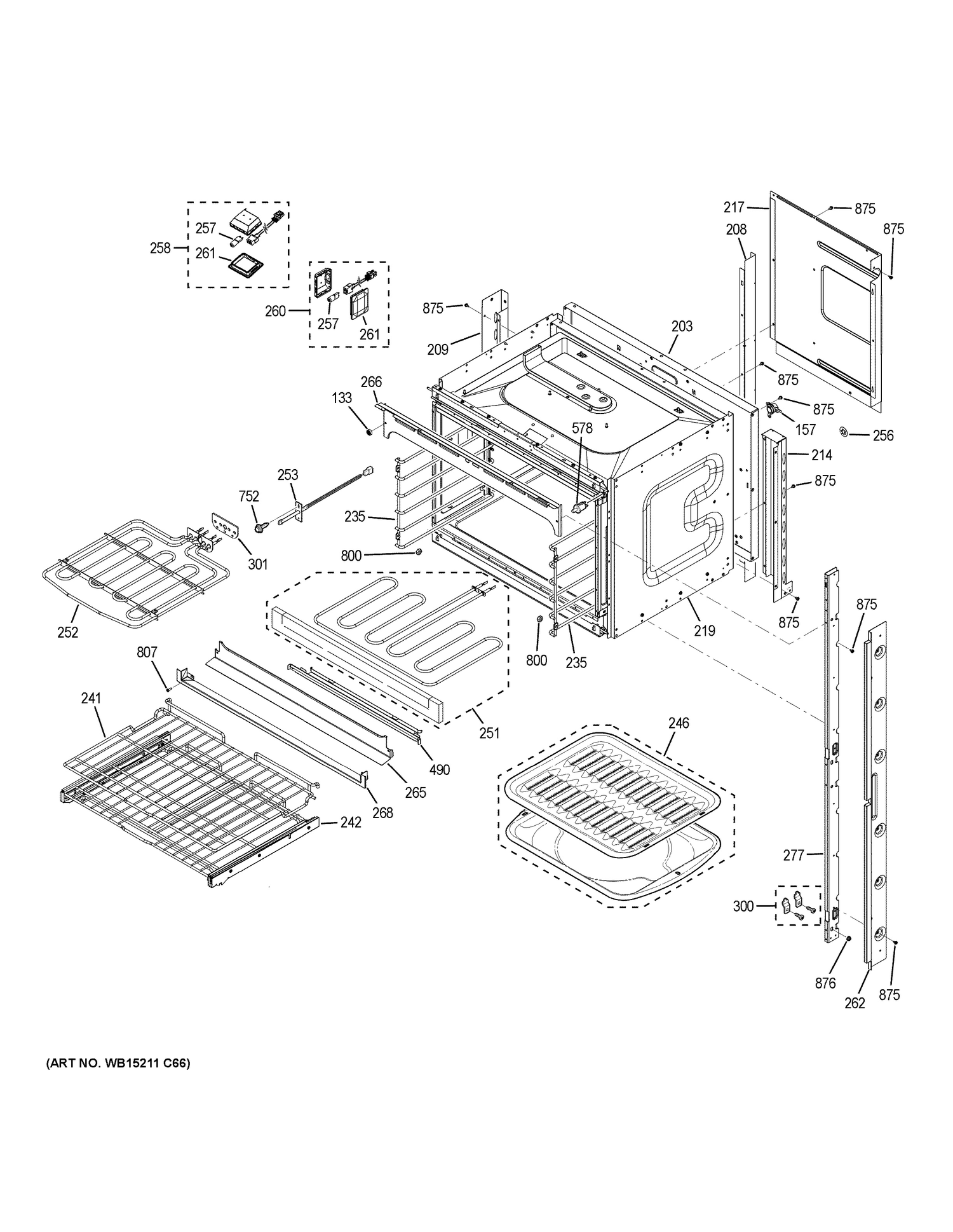 UPPER OVEN Diagram and Parts List for CK7500SH3SS  General Electric Wall Oven