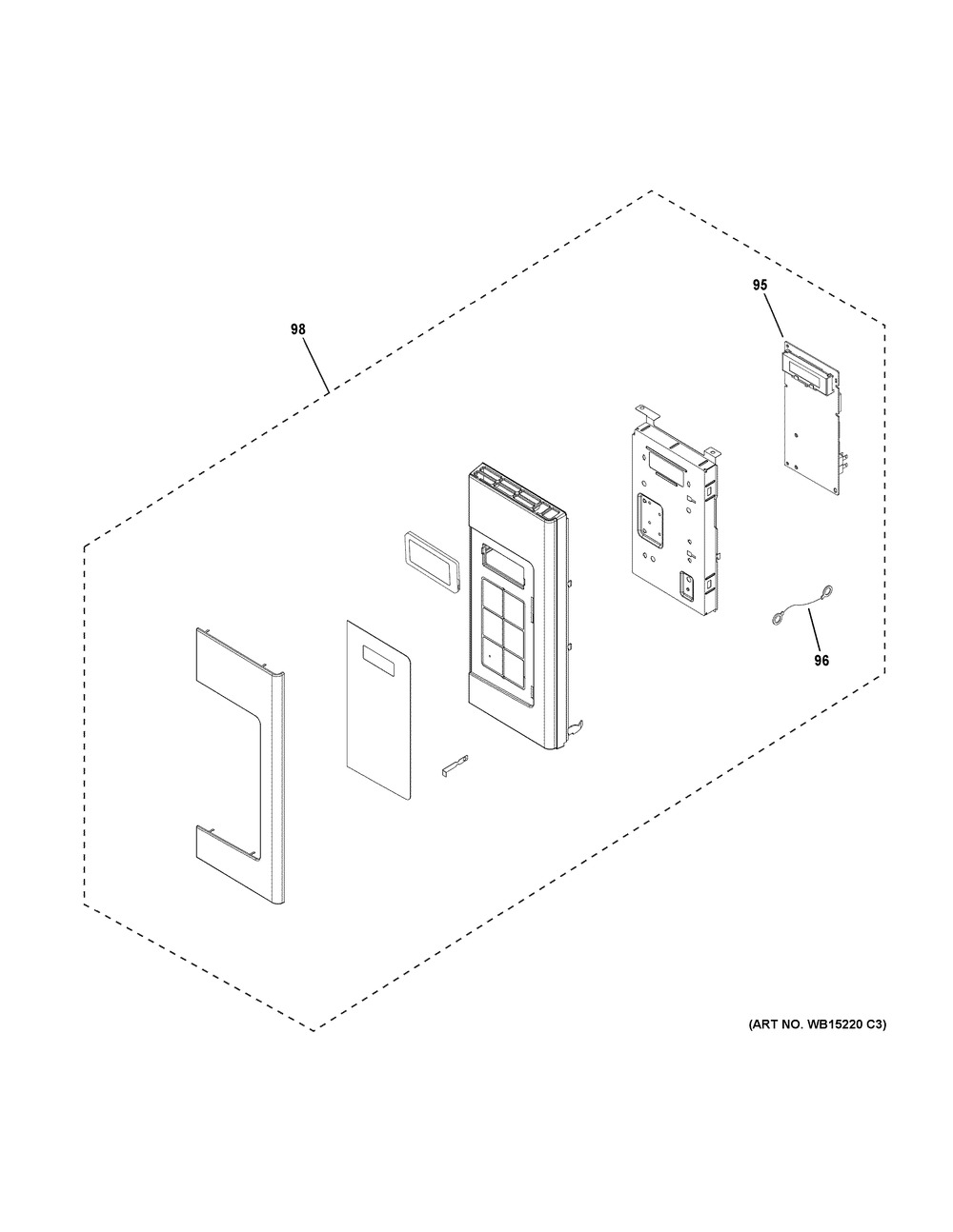 Control Parts Diagram and Parts List for JVM6175DK3BB  General Electric Microwave