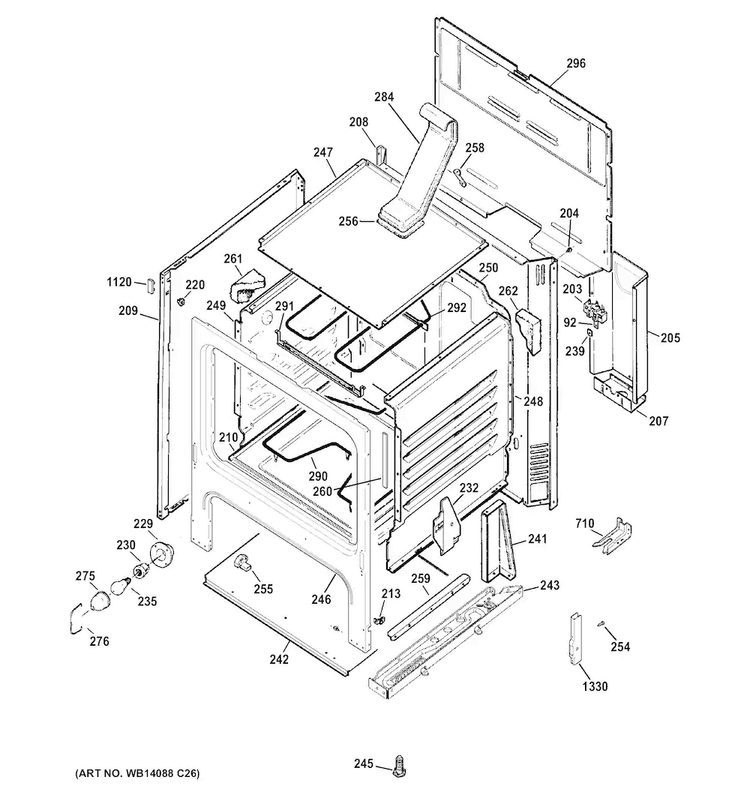 Body Parts Diagram and Parts List for RB560DH1BB  Hotpoint Range
