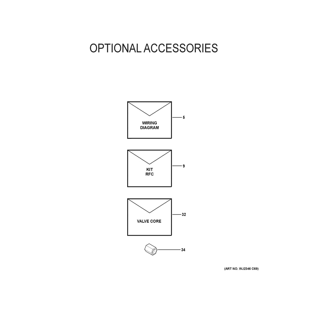 Optional Accessories Diagram and Parts List for NS16A30SA500A  General Electric Air Conditioner
