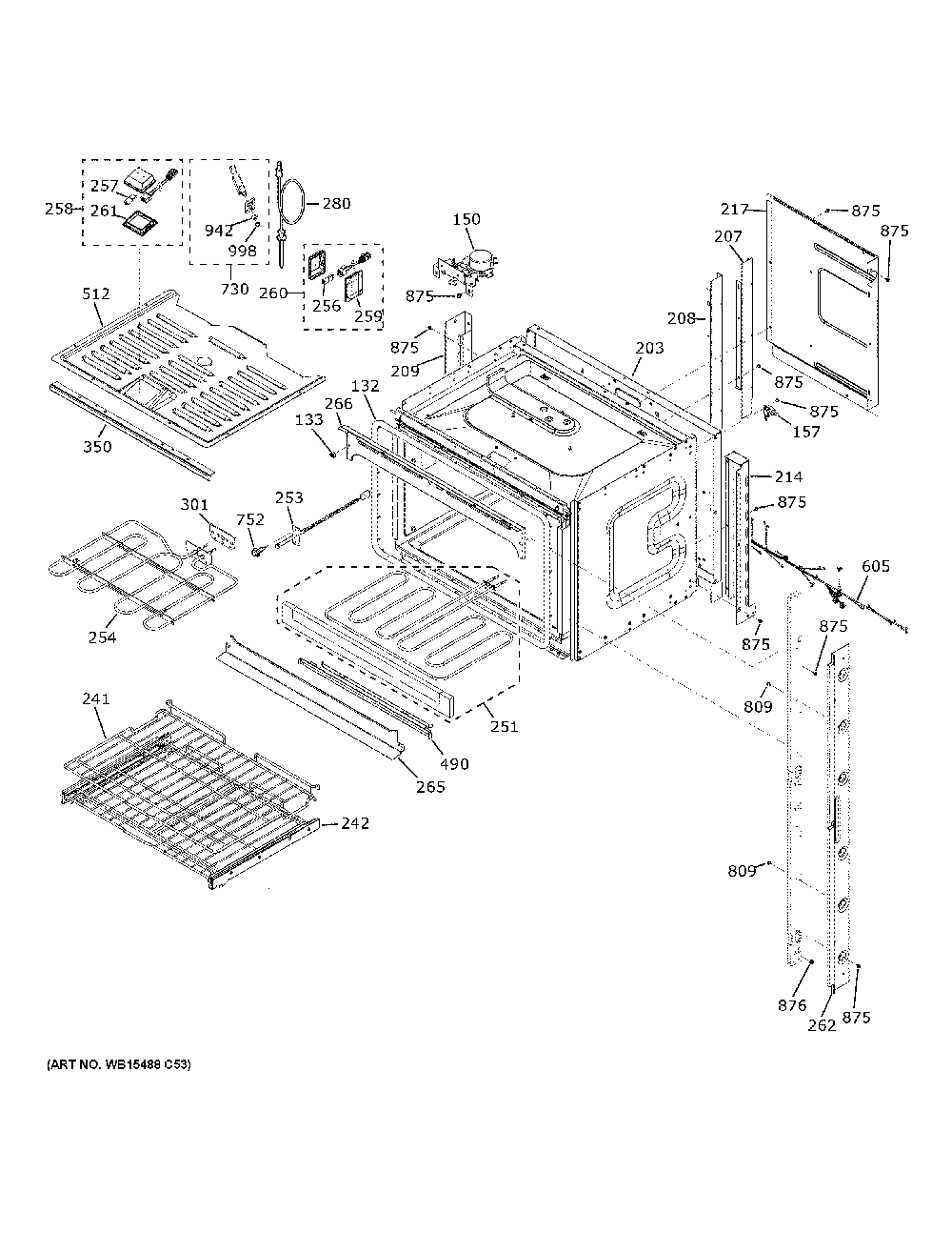 Upper Oven Diagram and Parts List for CTD70DM2N3S5  General Electric Wall Oven
