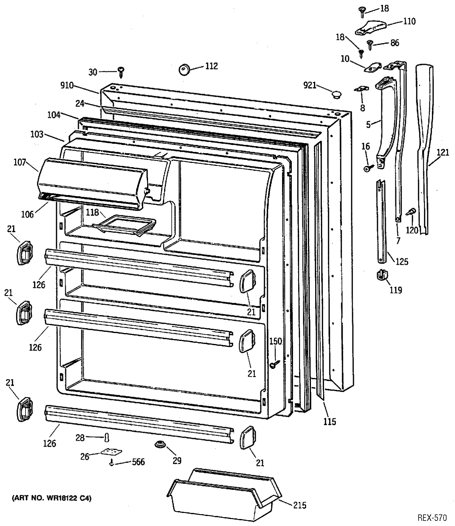 REFRIGERATOR DOOR Diagram and Parts List for CTX21G1XBRAA  General Electric Refrigerator
