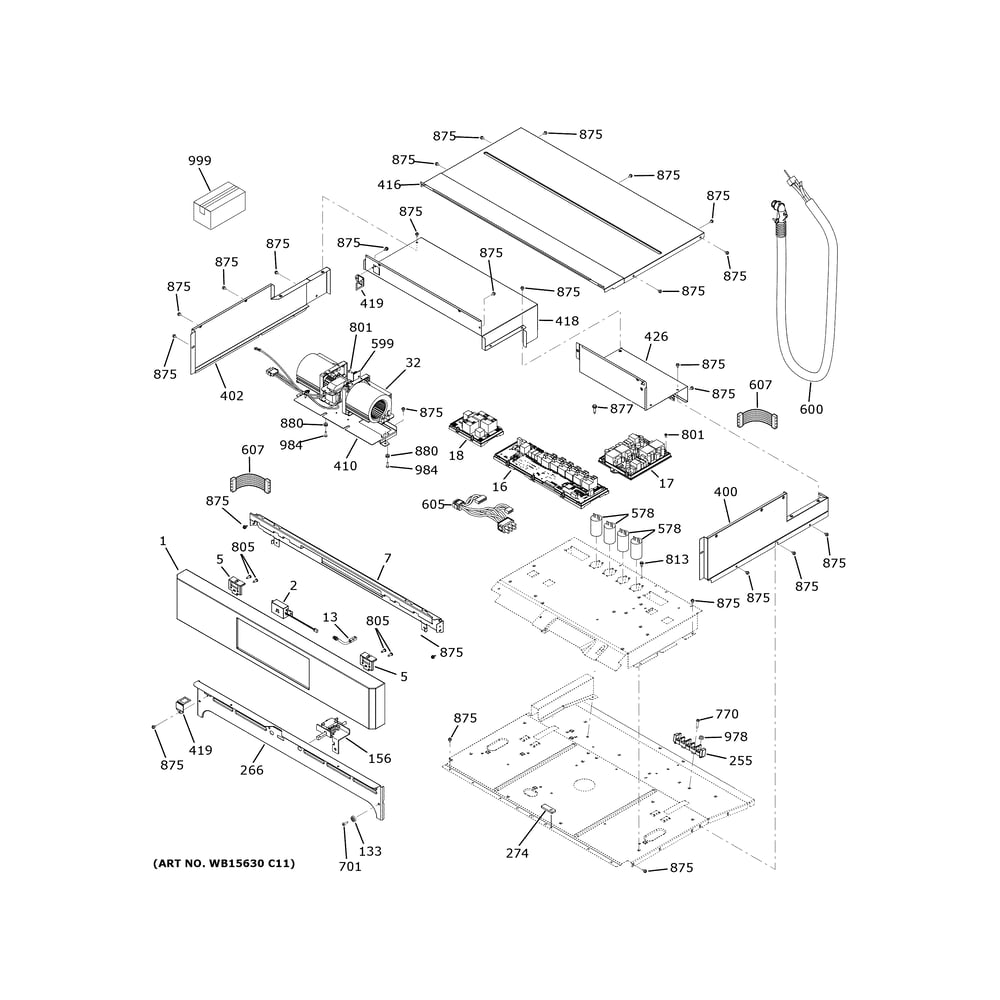 Control Panel Diagram and Parts List for ZTSX1FPSN4SS  General Electric Wall Oven