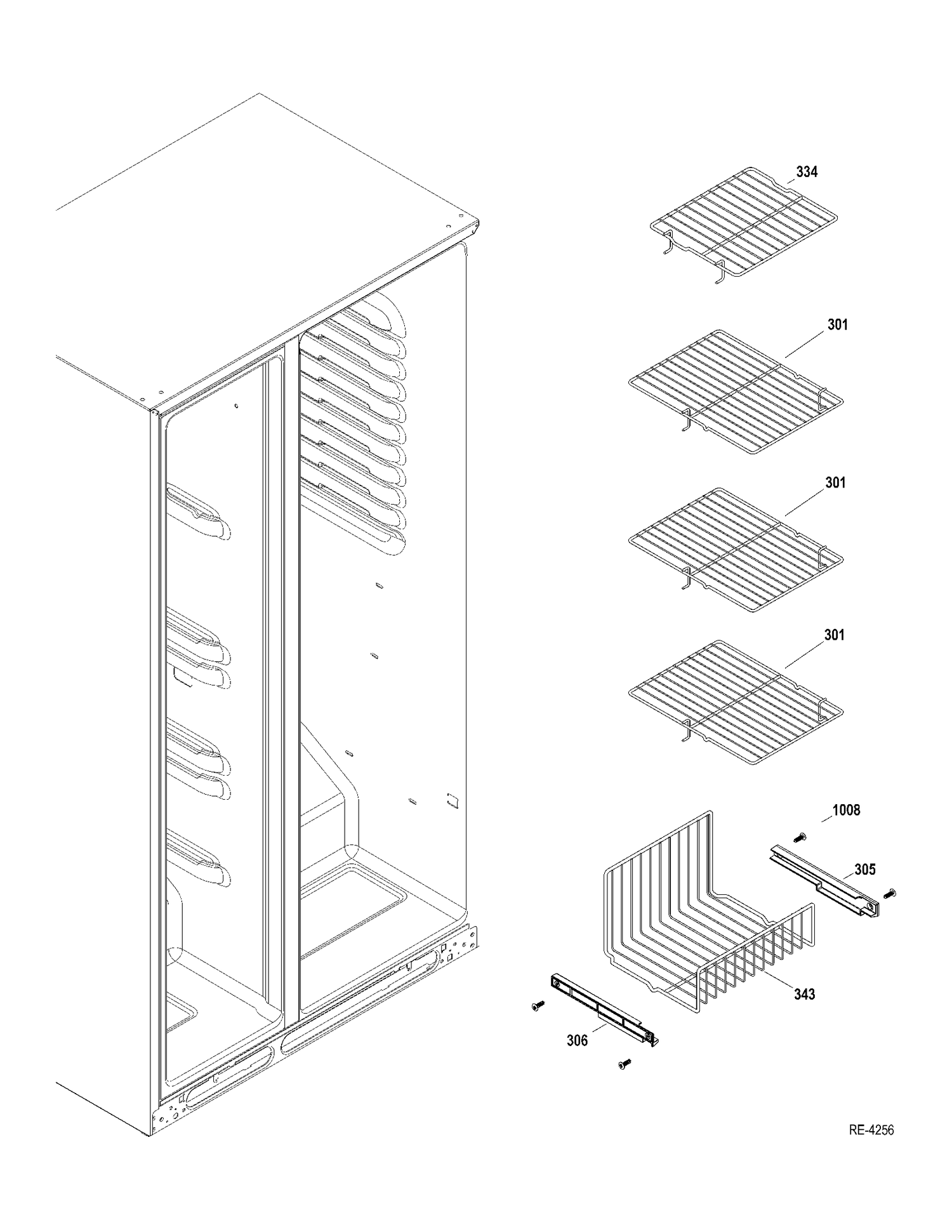 FZ SHELVES Diagram and Parts List for DSRF5KGXCEWW  General Electric Refrigerator