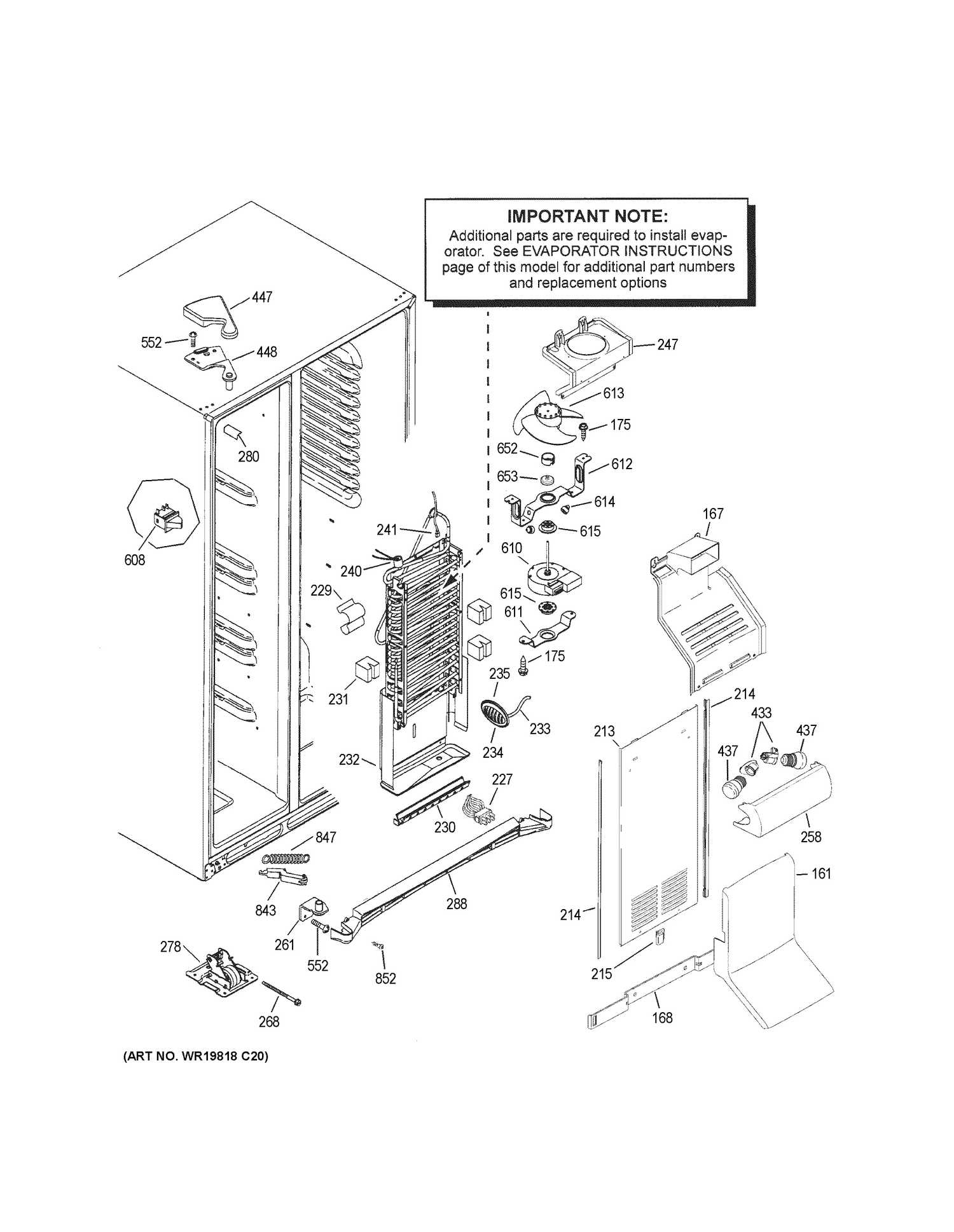 FREEZER SECTION Diagram and Parts List for GSS23GGKGCWW  General Electric Refrigerator