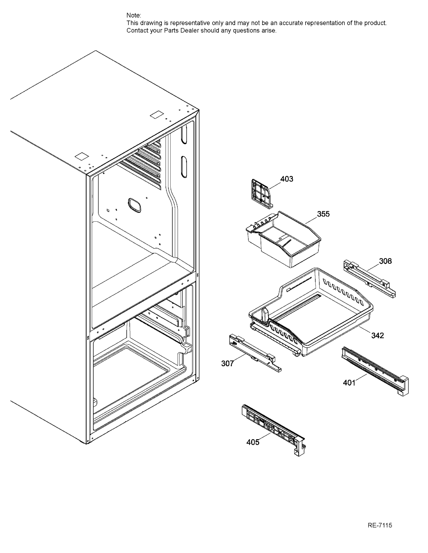 FREEZER SECTION BASKETS Diagram and Parts List for PDE21KGKBKWW  General Electric Refrigerator