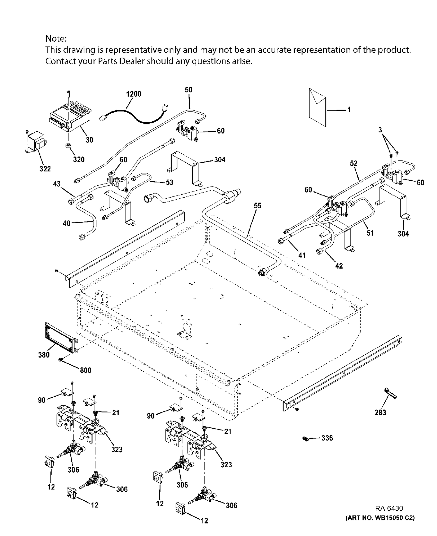 GAS & BURNER PARTS Diagram and Parts List for ZGP304NR4SS  General Electric Range