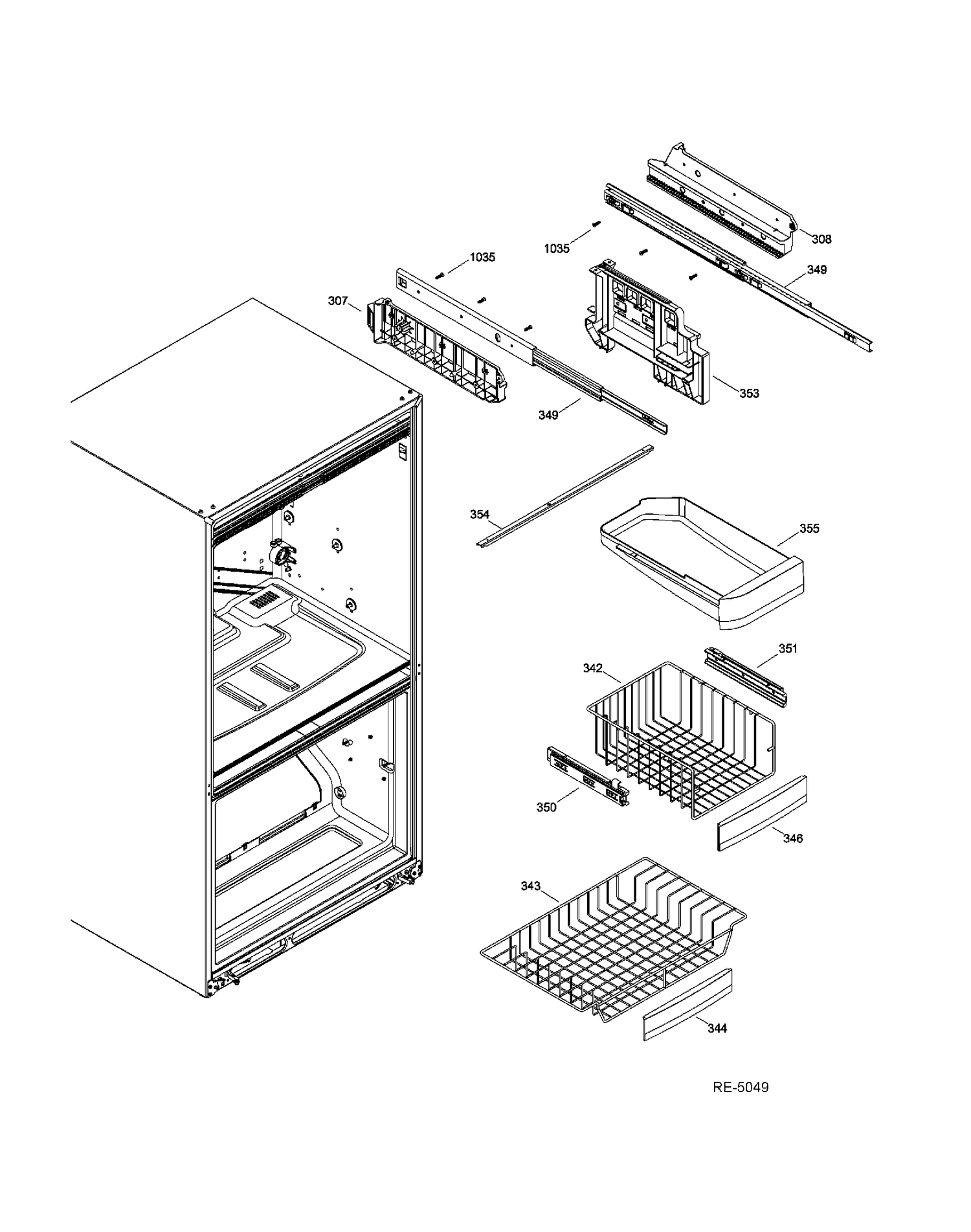 FZ SECTION BASKETS Diagram and Parts List for PDRF0MBYGRWW  General Electric Refrigerator