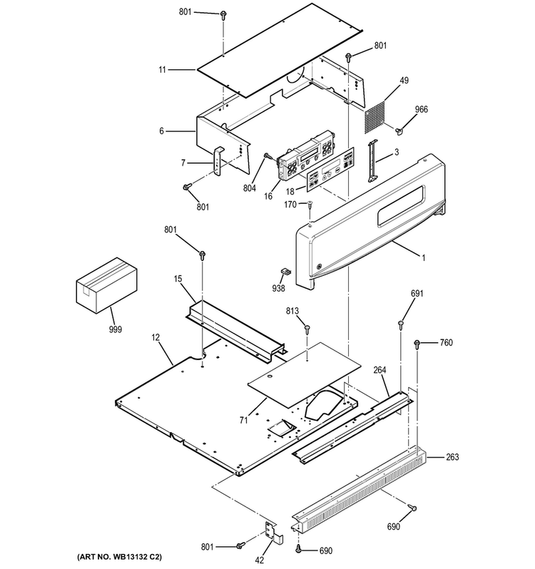 Control Panel Diagram and Parts List for JGRS06BEJ2BB  General Electric Wall Oven