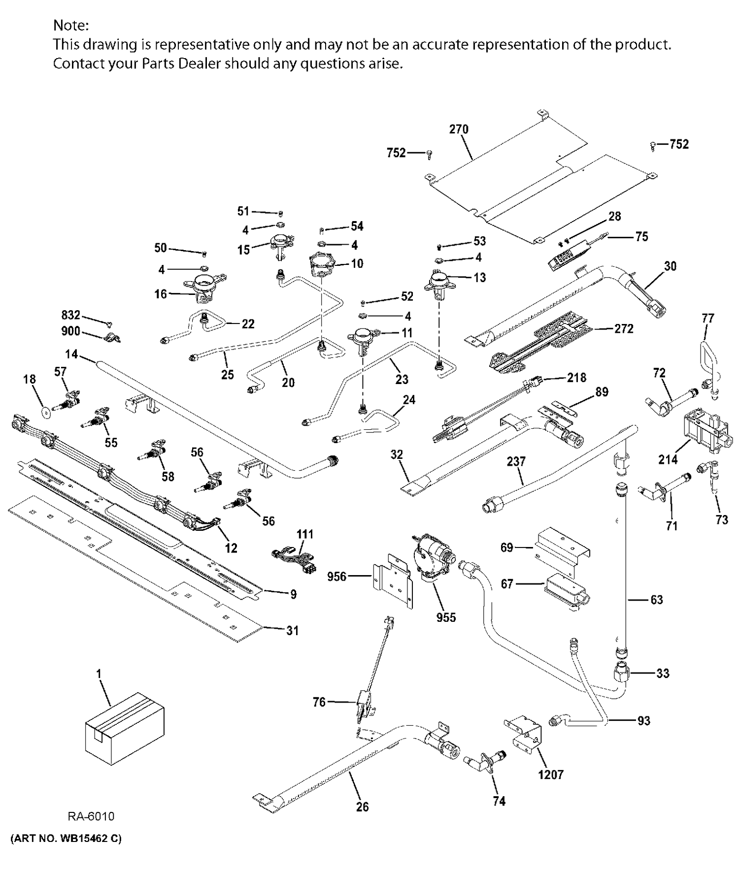 GAS & BURNER PARTS Diagram and Parts List for JCGB860SEJ3SS  General Electric Range